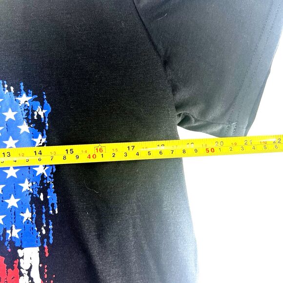 Roshop Distressed American Flag Black T-Shirt Women’s Size L - Picture 8 of 11